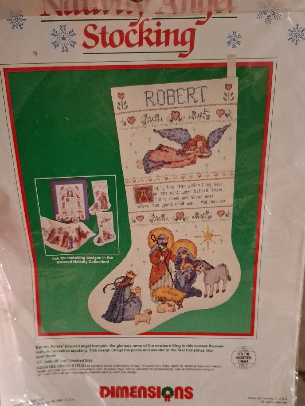 Dimensions Karen Avery Nativity Angel Stocking Kit NWT